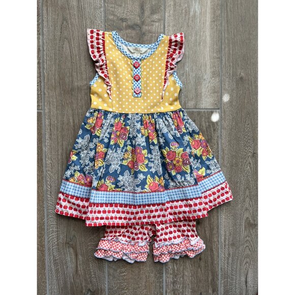 Matilda Jane Around The Globe Dress & Pep Squad Shorties Sz 2